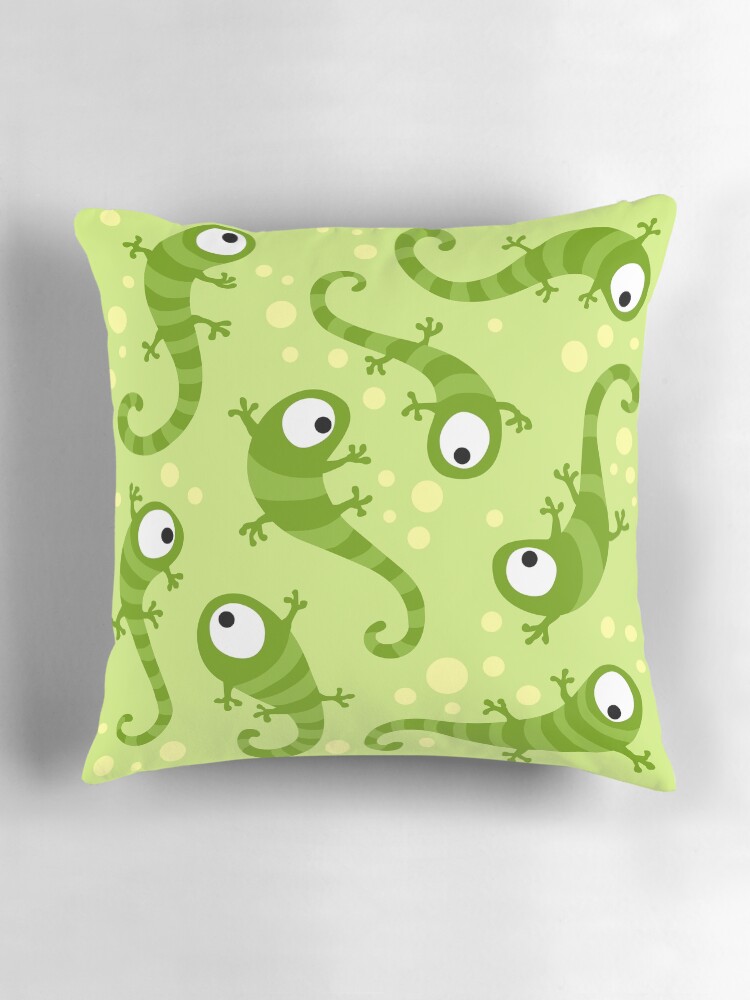 Thumbnail 3 of 4, Pillow, Crazy Gecko Green designed and sold by Kameeri.