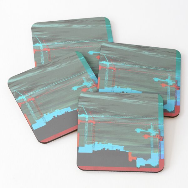 Item preview, Red Cranes, Buildings & Green Skies designed and sold by dina-ka.