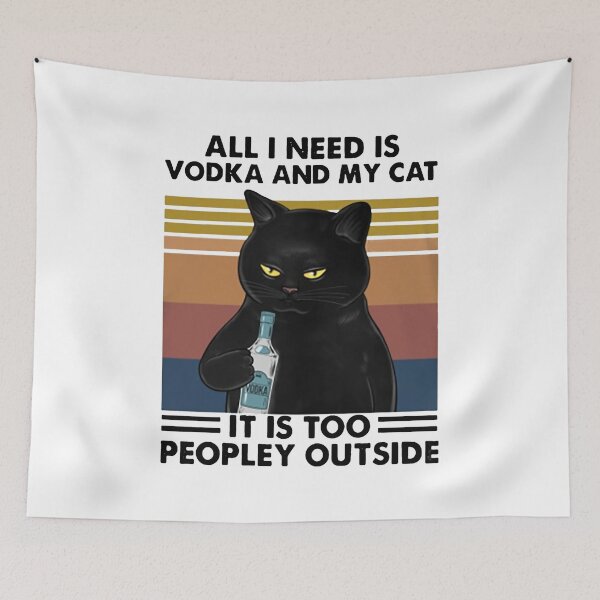 Item preview, All I Need Is Vodka And My Cat - Black Cat Funny designed and sold by Delmonico2022.