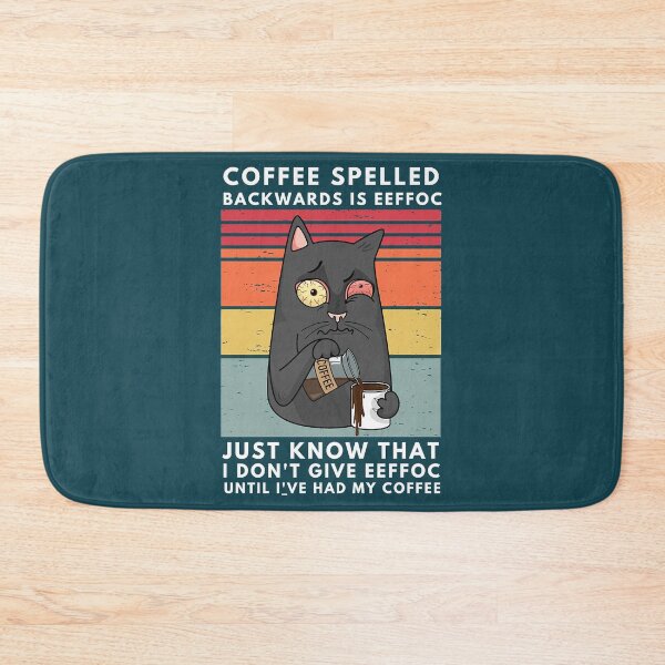 Item preview, Coffee Spelled Backwards Is Eeffoc Cat Drinking - Black Cat designed and sold by Soffez.