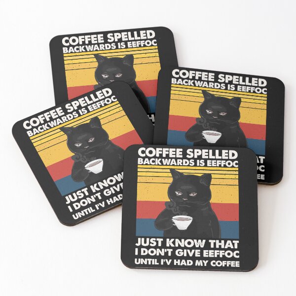 Item preview, El café divertido del gato negro escrito al revés es Eeffoc. No doy Eeffoc hasta que haya tomado mi café. designed and sold by Soffez.