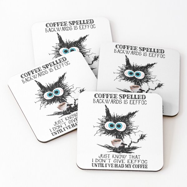 Item preview, Funny Cat Coffee escrito al revés es Eeffoc hasta que haya tomado mi café designed and sold by Soffez.