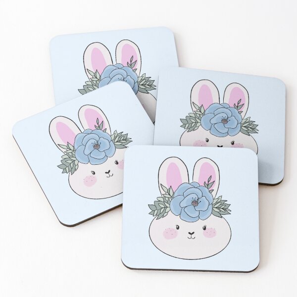 Artikelvorschau, Niedlicher Osterhase mit blauer Blume entworfen und verkauft von Yarafantasyart.