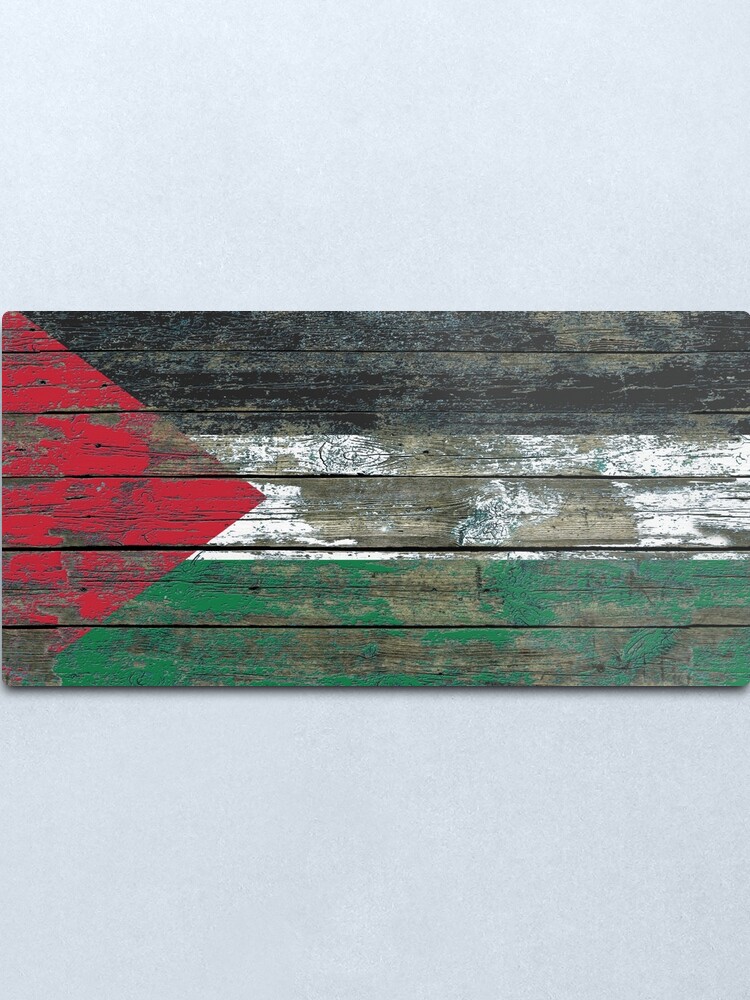 Alternate view of Flag of Palestine on Rough Wood Boards Effect Metal Print