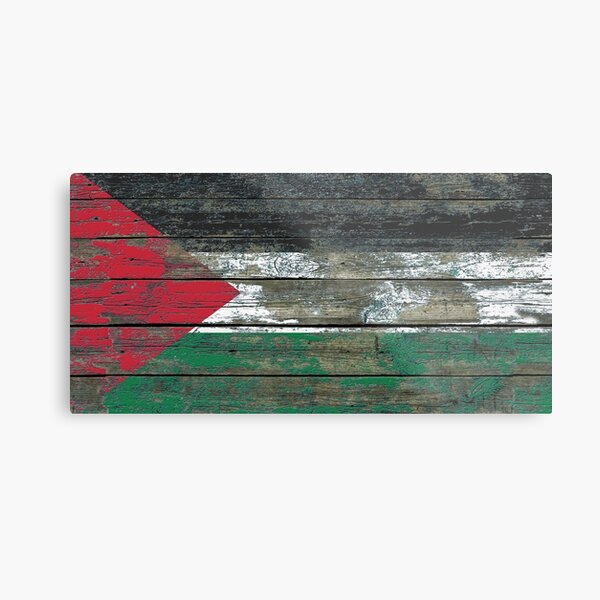 Flag of Palestine on Rough Wood Boards Effect Metal Print