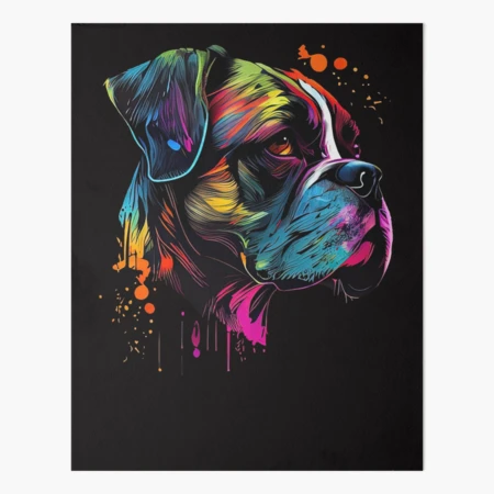 Fun BOXER Dog bright colorful Pop Art Painting by Lea Bath Mat by wilddogs