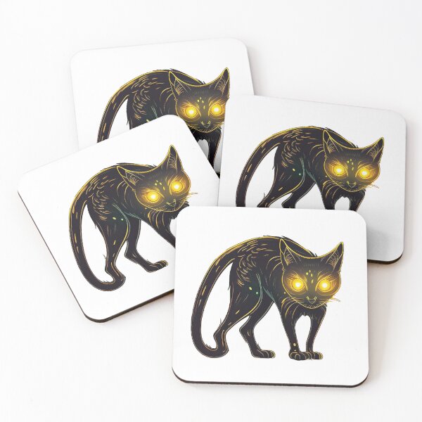 Item preview, Spooky Black Cat with Glowing Eyes Halloween Vector Design for Die-Cut Sticker designed and sold by yumeokoete.