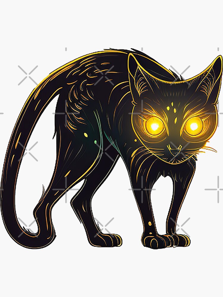 dessin de chat noir effrayant