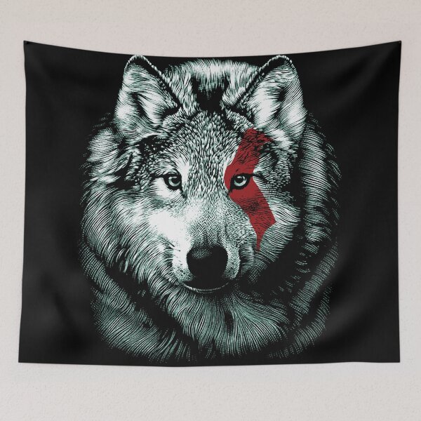 Item preview, Wolf face with GOW Blood designed and sold by HEARTBEATS.