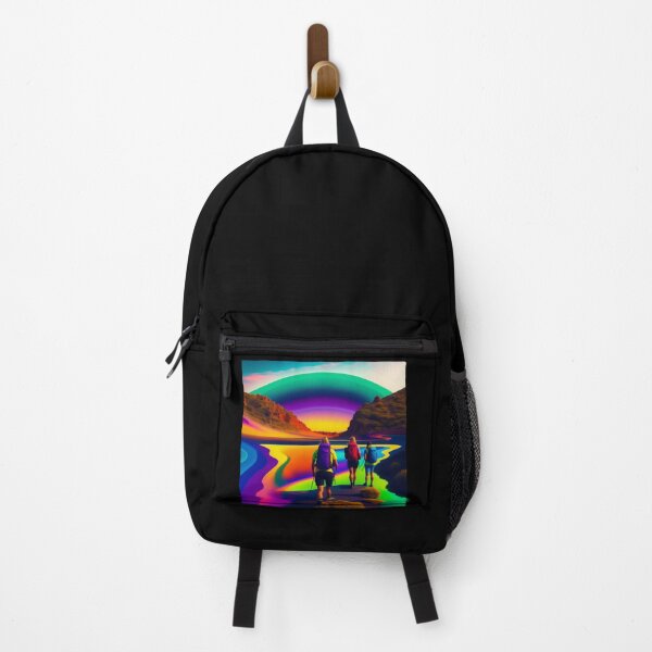 Item preview, Backpackers on Psychedelic Landscape designed and sold by Parag's Travel Shop.