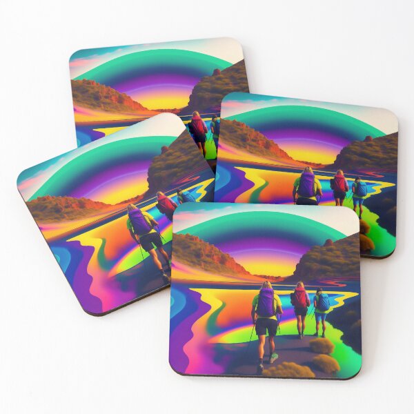 Item preview, Backpackers on Psychedelic Landscape designed and sold by Parag's Travel Shop.