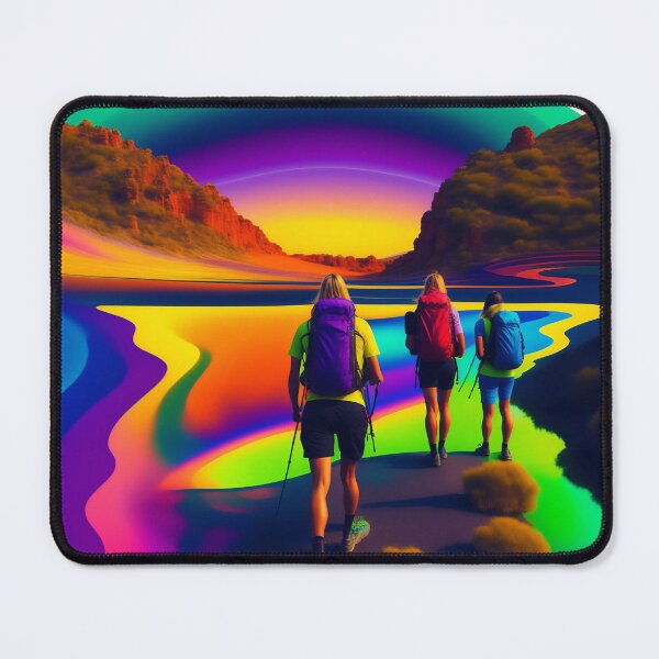 Item preview, Backpackers on Psychedelic Landscape designed and sold by Parag's Travel Shop.