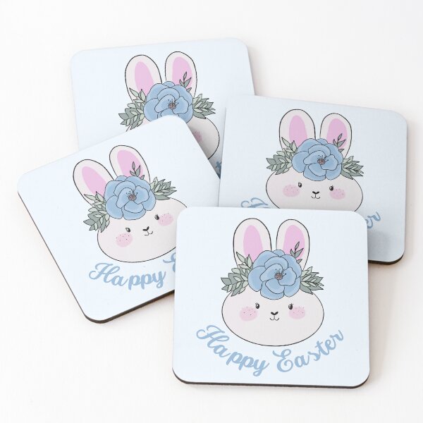 Item preview, Happy Easter cute easter bunny with a flower crown  designed and sold by Yarafantasyart.