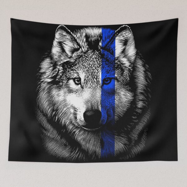Item preview, Blue Line Matter Wolf designed and sold by HEARTBEATS.