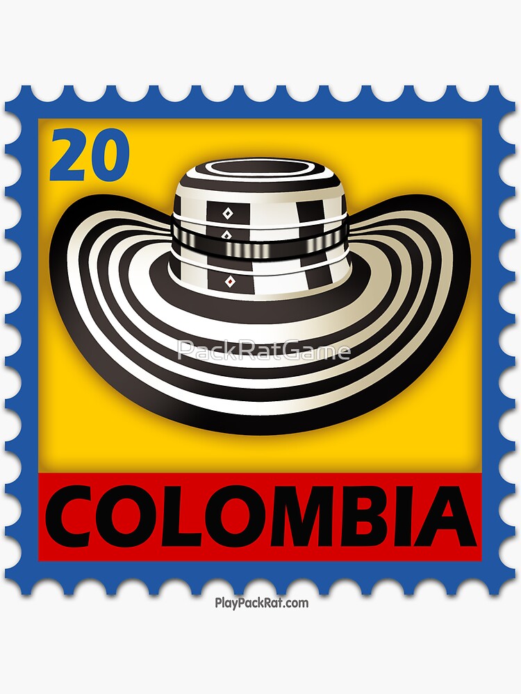 "Colombia Stamp" Sticker for Sale by PackRatGame Redbubble