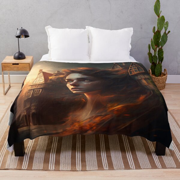 In the Flames of Life A Beautiful Tapestry of a Woman Embracing the Heat Throw Blanket