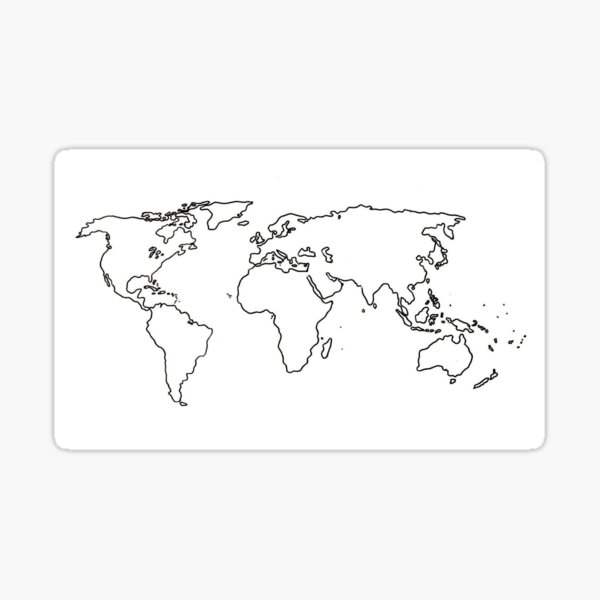 Item preview, World map drawing in black and white designed and sold by bluejacaranda.