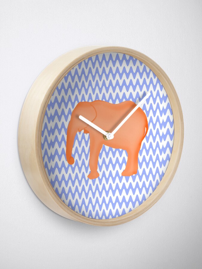 Alternate view of Baby Elephant Blue Burnt Orange Clock