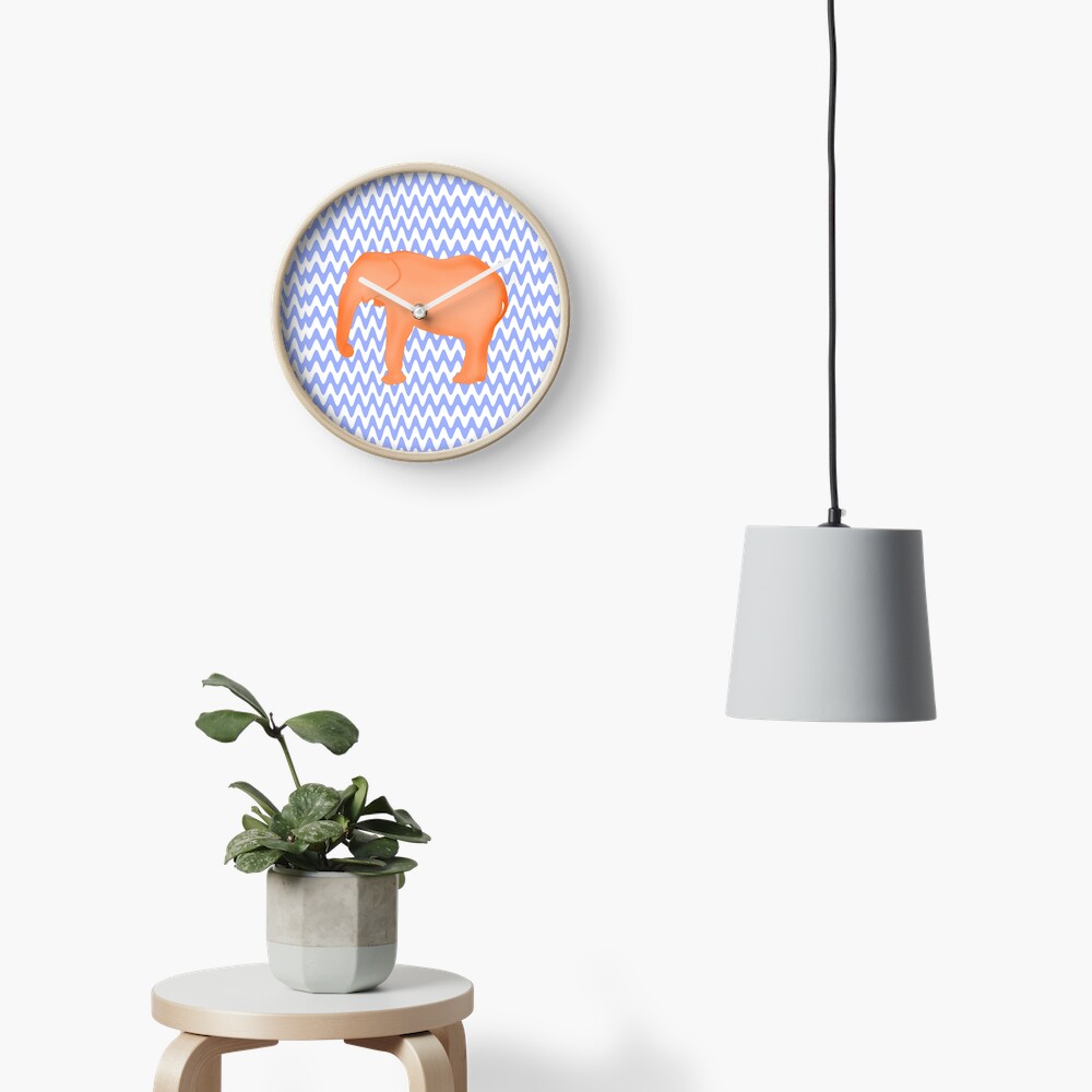 Baby Elephant Blue Burnt Orange Clock