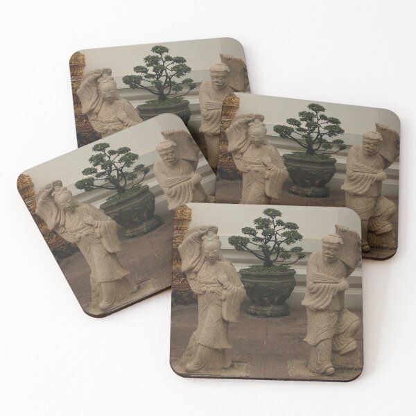 Item preview, Stone sculptures from Asian woman and man at Wat Pho Buddha temple. 2 designed and sold by kall3bu.