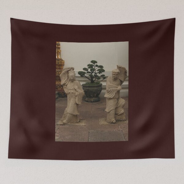 Item preview, Stone sculptures from Asian woman and man at Wat Pho Buddha temple. 2 designed and sold by kall3bu.