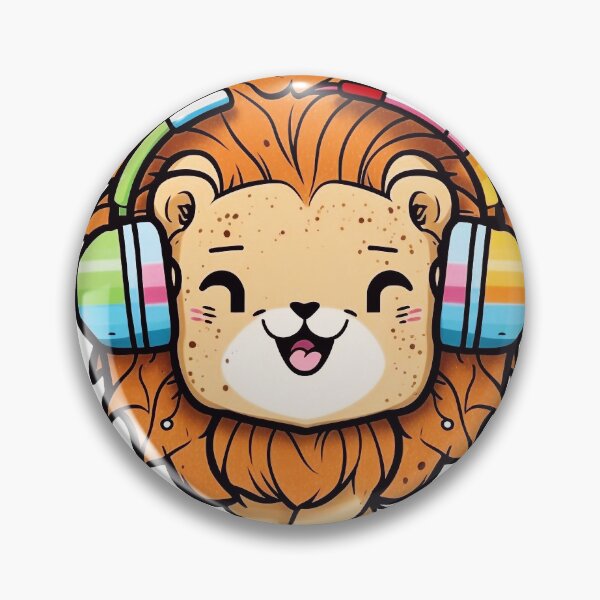 Aperçu de l'œuvre Le lion mignon écoute la musique sur des écouteurs créée et vendue par knuppify.