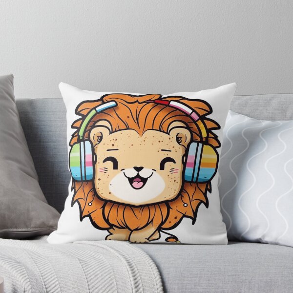 Item preview, Cute lion listens to music on headphones designed and sold by knuppify.