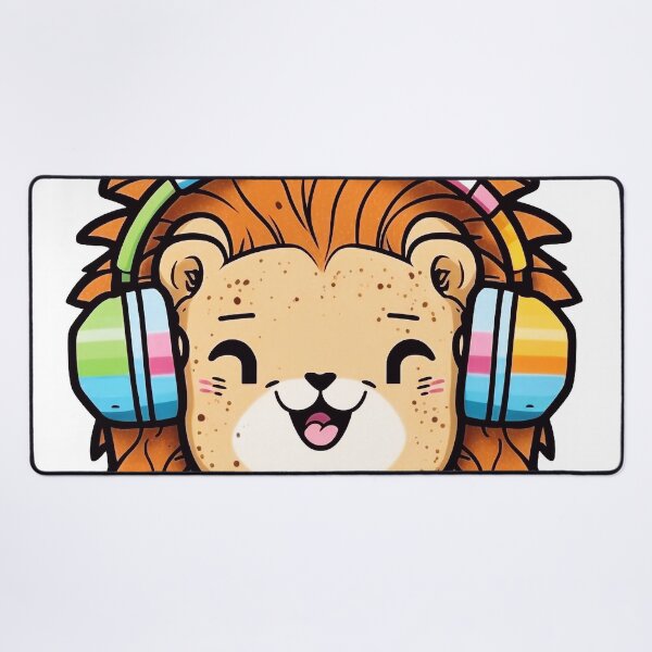 Item preview, Cute lion listens to music on headphones designed and sold by knuppify.