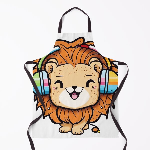 Item preview, Cute lion listens to music on headphones designed and sold by knuppify.