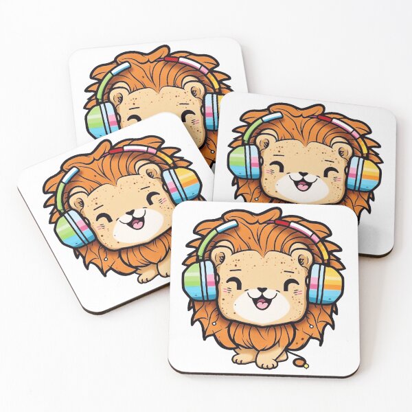 Item preview, Cute lion listens to music on headphones designed and sold by knuppify.