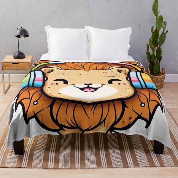 Item preview, Cute lion listens to music on headphones designed and sold by knuppify.