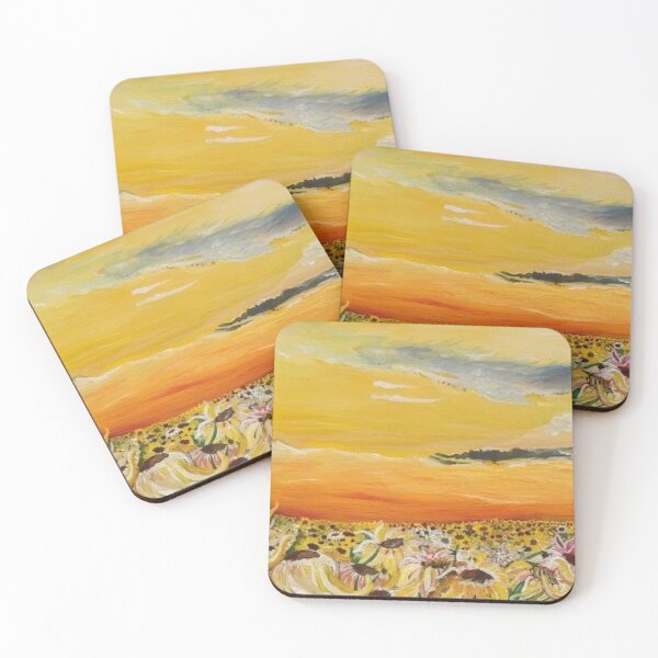 Item preview, Sunflower field oil painting original art designed and sold by Valerie Daggett.