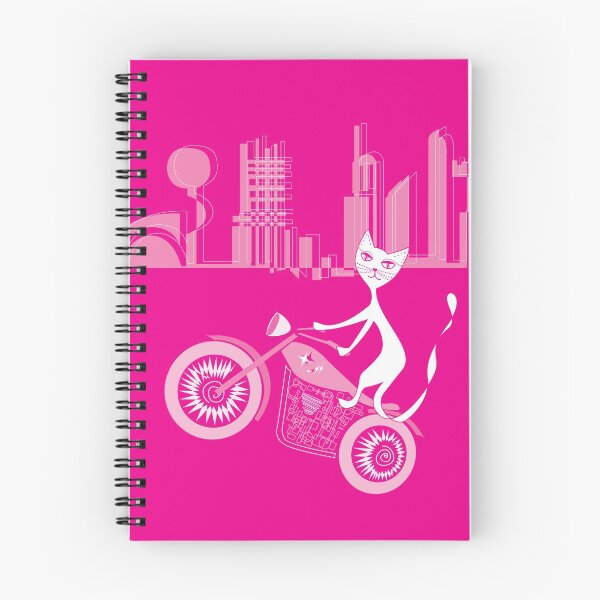 Item preview, Hot Pink Motorcycle Kitty in the City designed and sold by theotterbureau.