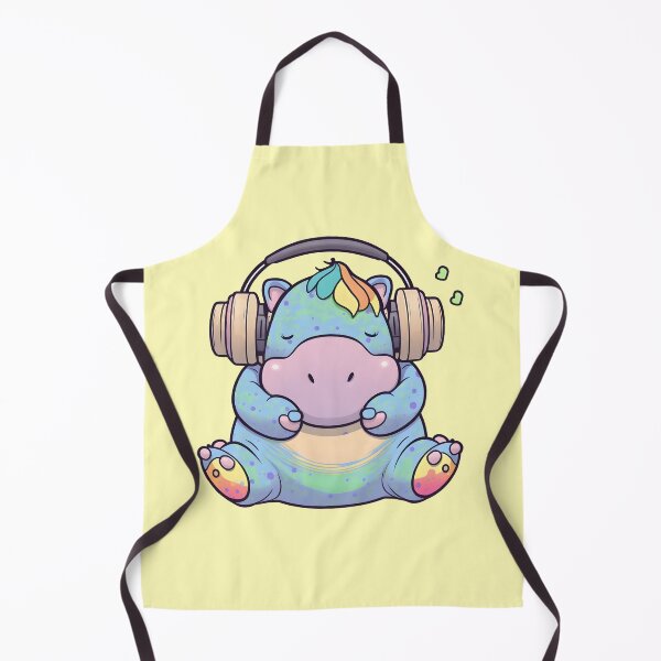 Item preview, Cute baby hippo in headphones, rainbow colors designed and sold by salarkoshop.