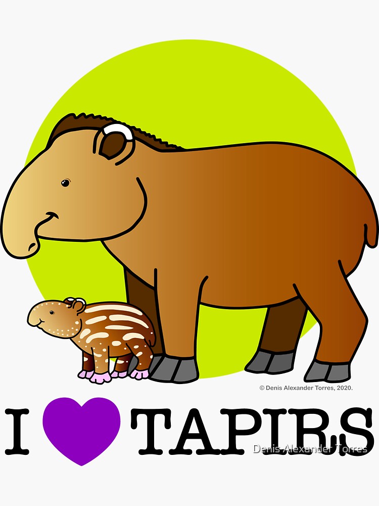 Imagen 3 de 3, Pegatina con la obra I LOVE TAPIRS, diseñada y vendida por visiontorres.