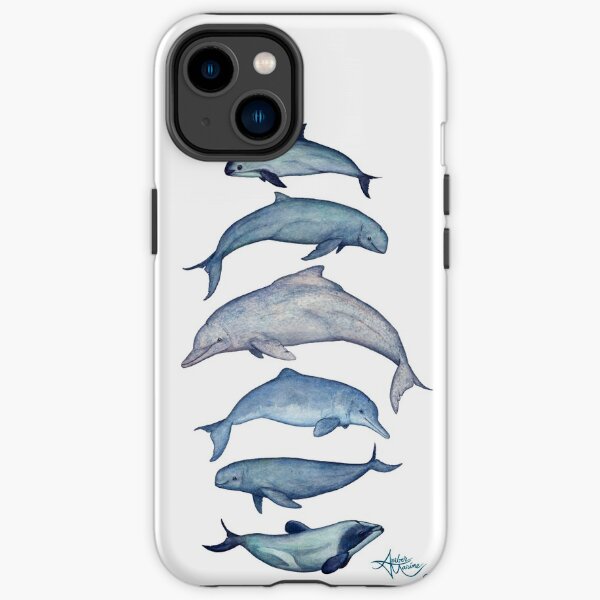 "Rare Cetaceans" by Amber Marine ~ (Copyright 2017) Watercolor dolphins and porpoises, © 2017 - Vaquita, irrawaddy, maui's, humpback, finless, baiji iPhone Tough Case
