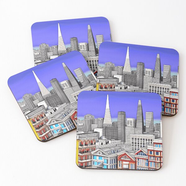 Item preview, San Francisco Skyline Colored Line Art   designed and sold by Marymarice.