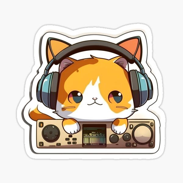 Funny Cute DJ Cat Sticker for Sale by Nextlevellife