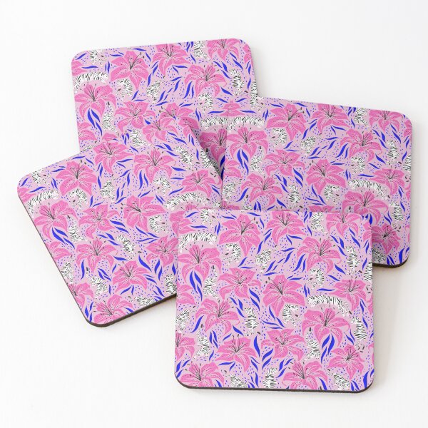 Item preview, Tigers & Tiger Lilies – Pink & Blue designed and sold by Cat Coquillette.