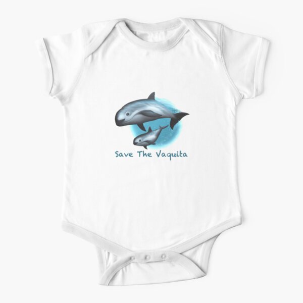 Treacherous Waters - Vaquita Porpoise Art (Copyright 2015) Original Digital Painting by artist Amber Marine Short Sleeve Baby One-Piece