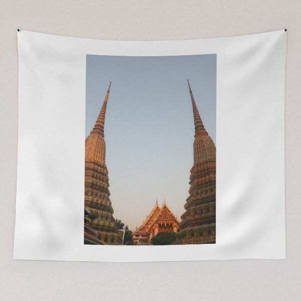 Item preview, Part view from two stupa against clear sky at Wat Pho Buddha temple. designed and sold by kall3bu.