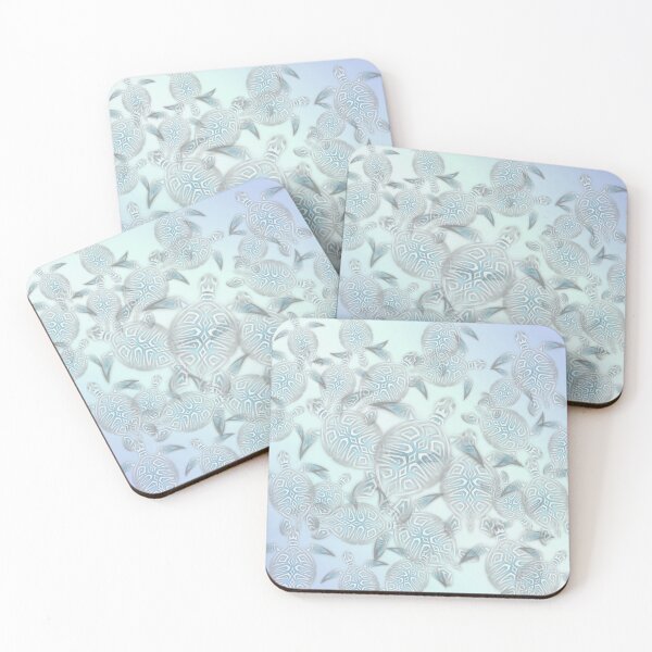 Item preview, "Shimmering Turtles" | Artistic Silver Coastal Pattern designed and sold by Nina Baydur.