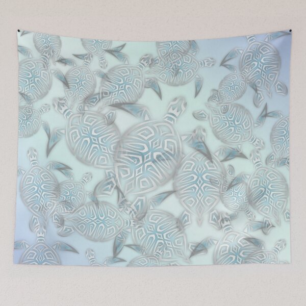 Item preview, "Shimmering Turtles" | Artistic Silver Coastal Pattern designed and sold by Nina Baydur.