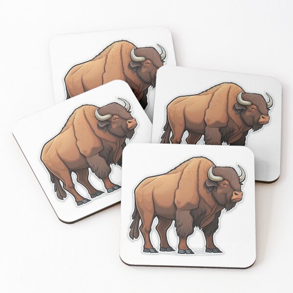 Item preview, Buffalo standing cartoon bison designed and sold by Neonmountain.