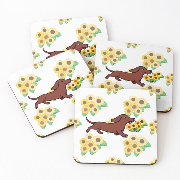 Item preview, Running Dachshund and Sunflower Basket designed and sold by HappyLabradors.