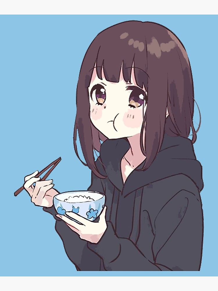 I draw cute anime girl eating chips / Menhera Shoujo Kurumi-chan