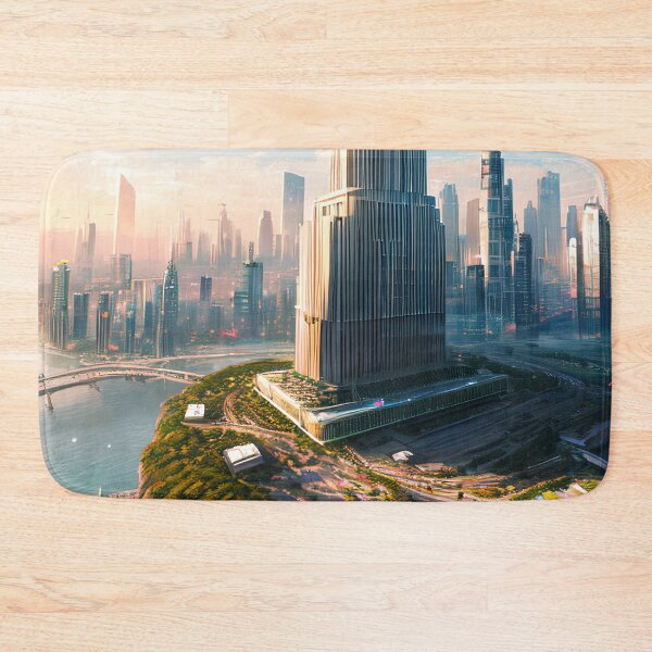 Item preview, Utopian Dreams: A Futuristic City at Golden Sunset designed and sold by D3monic.