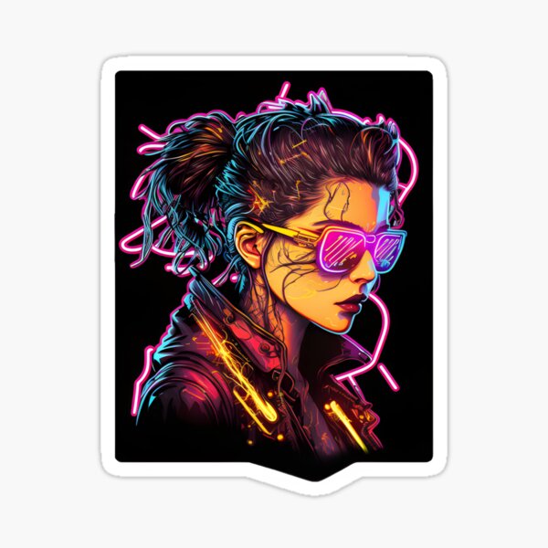 Fille cyberpunk Sticker