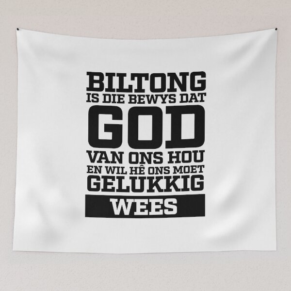 Artikelvorschau, Biltong ist die bewys dat God van ons hou en wil hê ons moet gelukkig wees entworfen und verkauft von TheArtDesk.