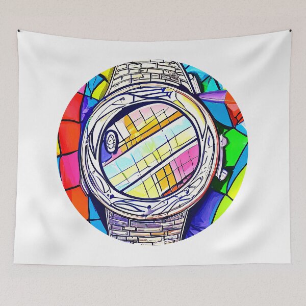 Item preview, Colourful, multicolored and checkered watch, round format designed and sold by Flairh-Art.